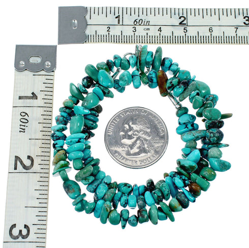 Authentic Navajo Turquoise Sterling Silver Bead Necklace TX10320