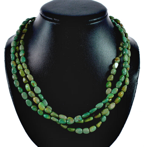 Native American 3-Strand Turquoise And Silver Bead Necklace TX10321