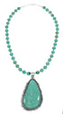 Sterling Silver Kingman Turquoise Navajo Bead Pendant Necklace Set TX10323