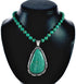 Sterling Silver Kingman Turquoise Navajo Bead Pendant Necklace Set TX10323