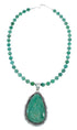 Sterling Silver Kingman Turquoise Navajo Bead Pendant Necklace Set TX10324