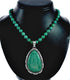 Sterling Silver Kingman Turquoise Navajo Bead Pendant Necklace Set TX10324