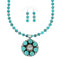 Native American Navajo Turquoise Sterling Silver Necklace Concho Pendant Set TX11308