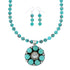 Native American Navajo Turquoise Sterling Silver Necklace Concho Pendant Set TX11308
