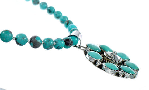 Native American Navajo Turquoise Sterling Silver Necklace Concho Pendant Set TX11308