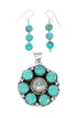 Native American Navajo Turquoise Sterling Silver Necklace Concho Pendant Set TX11308