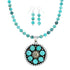 Navajo Turquoise Sterling Silver Necklace Concho Pendant Set TX11309
