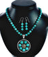 Navajo Turquoise Sterling Silver Necklace Concho Pendant Set TX11309