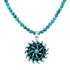 Sterling Silver Turquoise Needlepoint Pendant Navajo Bead Necklace Set TX11315