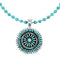 Sterling Silver Turquoise Needlepoint Pendant Navajo Bead Necklace Set TX11311