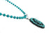 Sterling Silver Turquoise Needlepoint Pendant Navajo Bead Necklace Set TX11311