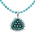 Navajo Sterling Silver Turquoise Needlepoint Pendant Bead Necklace Set TX11312