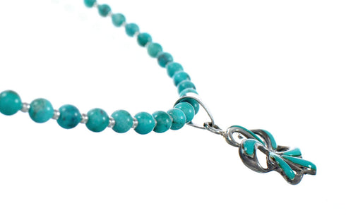 Southwest Flower Turquoise Inlay Sterling Silver Necklace Set TX11314