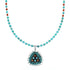 Navajo Turquoise Coral Needlepoint Pendant Bead Sterling Silver Necklace Set TX11313