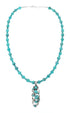 Turquoise Genuine Sterling Silver Navajo Bead Necklace Set TX11318