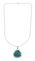 Southwest Silver Italian Rope Chain Turquoise Needlepoint Pendant Set TX11332