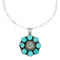 Navajo Turquoise Sterling Silver Concho Pendant Link Necklace Set TX11326