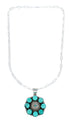 Navajo Turquoise Sterling Silver Concho Pendant Link Necklace Set TX11326