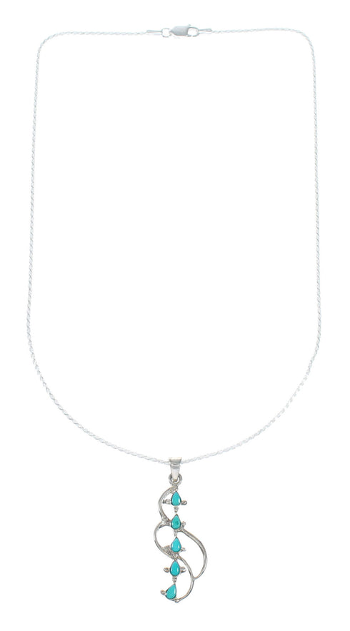 Southwest Turquoise Sterling Silver Rope Chain Necklace Set TX11338