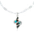 Southwest Sterling Silver Italian Link Chain Turquoise Coral Snake Pendant Necklace Set TX11324