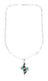 Southwest Sterling Silver Italian Link Chain Turquoise Coral Snake Pendant Necklace Set TX11324