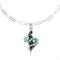 Southwest Sterling Silver Italian Link Chain Turquoise Coral Snake Pendant Necklace Set TX11325