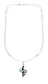Southwest Sterling Silver Italian Link Chain Turquoise Coral Snake Pendant Necklace Set TX11325