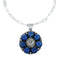 Navajo Lapis Sterling Silver Concho Pendant Link Necklace Set TX11331