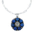 Navajo Lapis Sterling Silver Concho Pendant Link Necklace Set TX11331