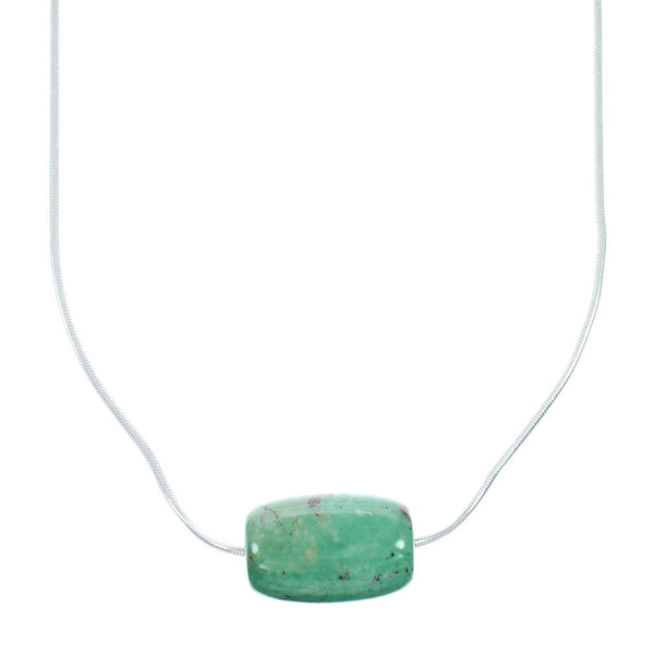 Navajo Turquoise Pendant Sterling Silver Italian Snake Chain Necklace Set TX11321