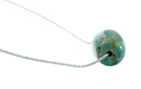 Navajo Turquoise Pendant Sterling Silver Italian Rope Chain Necklace Set TX11320