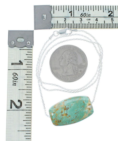 Navajo Turquoise Pendant Sterling Silver Italian Rope Chain Necklace Set TX11320