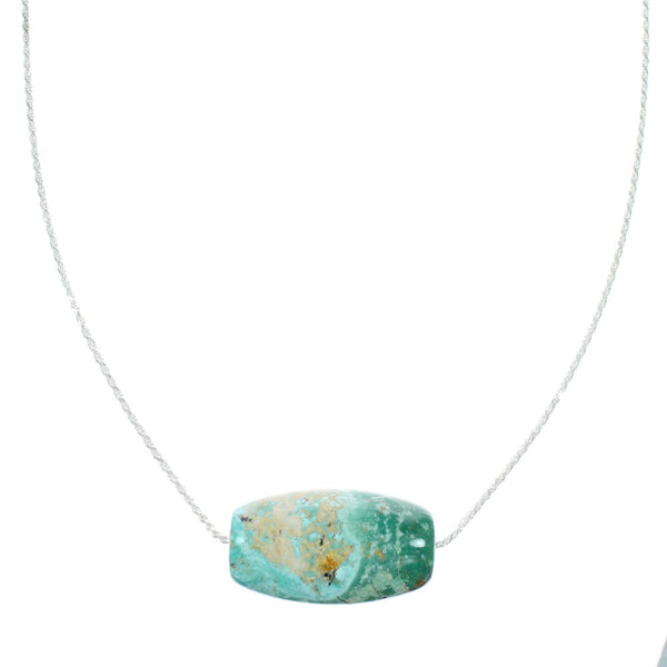 Navajo Turquoise Pendant Sterling Silver Italian Rope Chain Necklace Set TX11319
