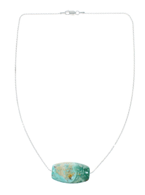 Navajo Turquoise Pendant Sterling Silver Italian Rope Chain Necklace Set TX11319