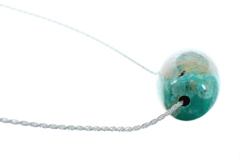 Navajo Turquoise Pendant Sterling Silver Italian Rope Chain Necklace Set TX11319