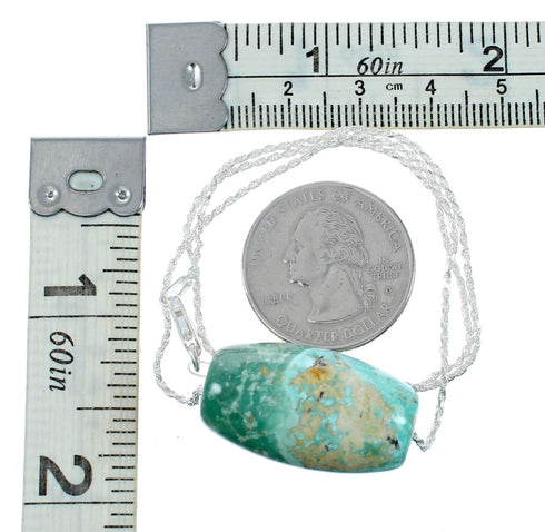 Navajo Turquoise Pendant Sterling Silver Italian Rope Chain Necklace Set TX11319
