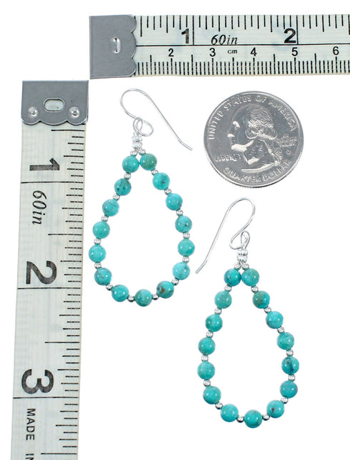 Sterling Silver Turquoise Bead Hook Dangle Earrings TX11333