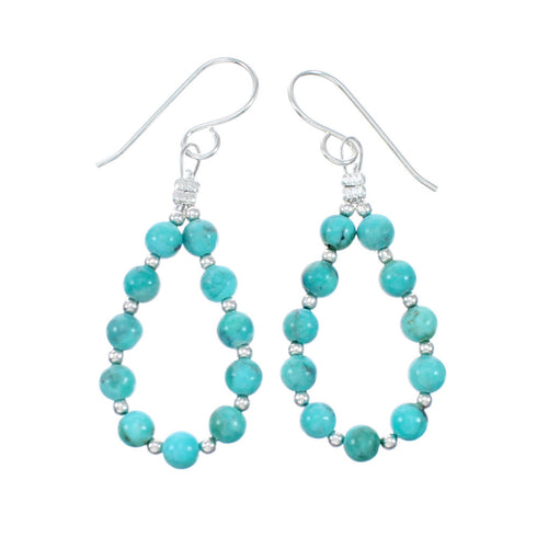 Sterling Silver Turquoise Bead Hook Dangle Earrings TX11334