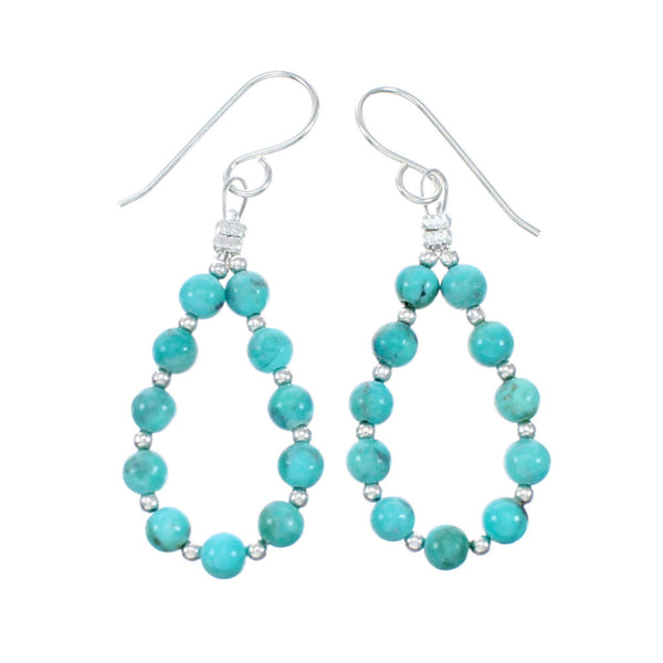 Sterling Silver Turquoise Bead Hook Dangle Earrings TX11334