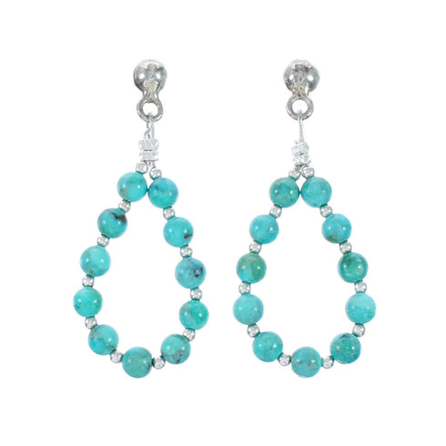 Sterling Silver Turquoise Bead Post Dangle Earrings TX11335
