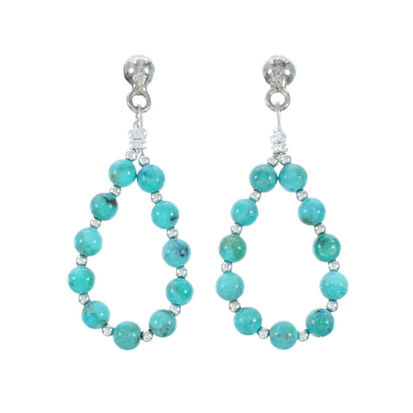 Sterling Silver Turquoise Bead Post Dangle Earrings TX11335
