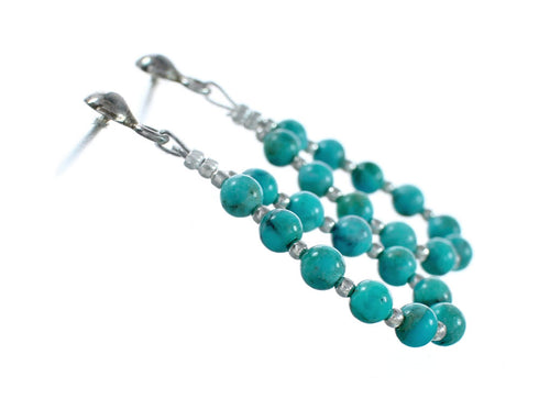 Sterling Silver Turquoise Bead Post Dangle Earrings TX11335