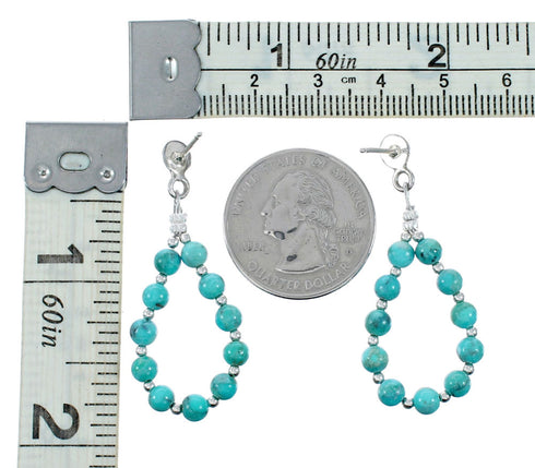 Sterling Silver Turquoise Bead Post Dangle Earrings TX11335