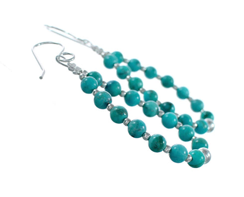 Sterling Silver Turquoise Bead Hook Dangle Earrings TX11336