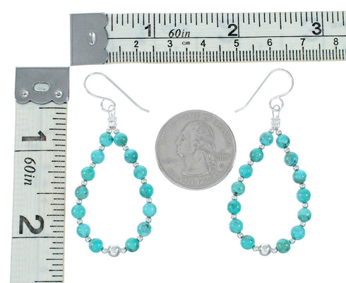 Sterling Silver Turquoise Bead Hook Dangle Earrings TX11336