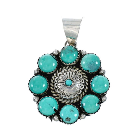 Native American Concho Turquoise Sterling Silver Pendant TX11327