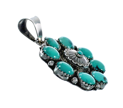 Native American Concho Turquoise Sterling Silver Pendant TX11327