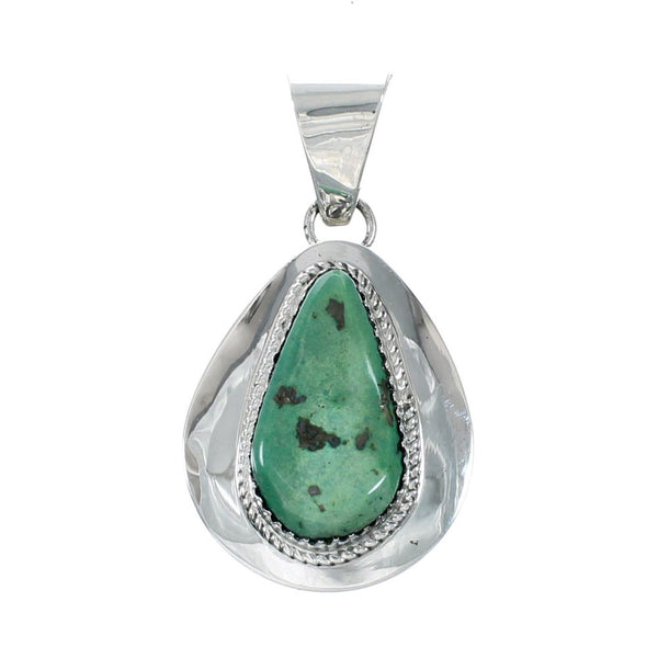 Native American Turquoise Tear Drop Genuine Sterling Silver Pendant TX11347