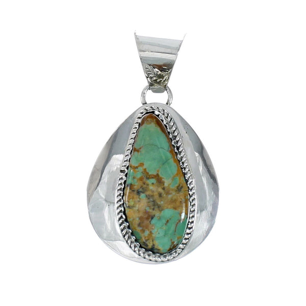 Native American Turquoise Tear Drop Genuine Sterling Silver Pendant TX11348