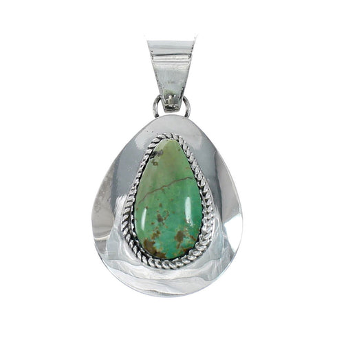 Native American Turquoise Tear Drop Genuine Sterling Silver Pendant TX11349
